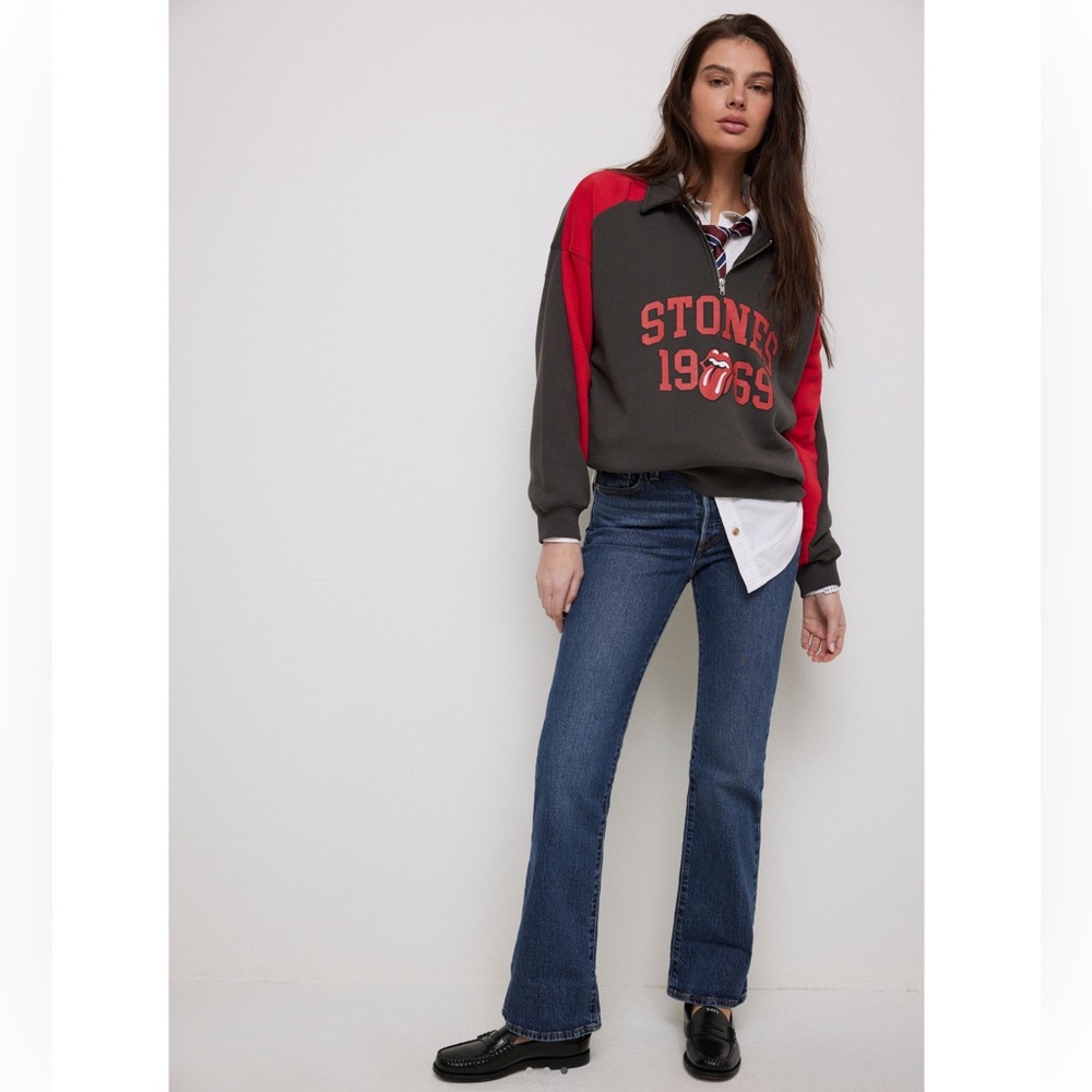 NWT FREE PEOPLE X CHASER ROLLING STONES 1969 QUARTER ZIP